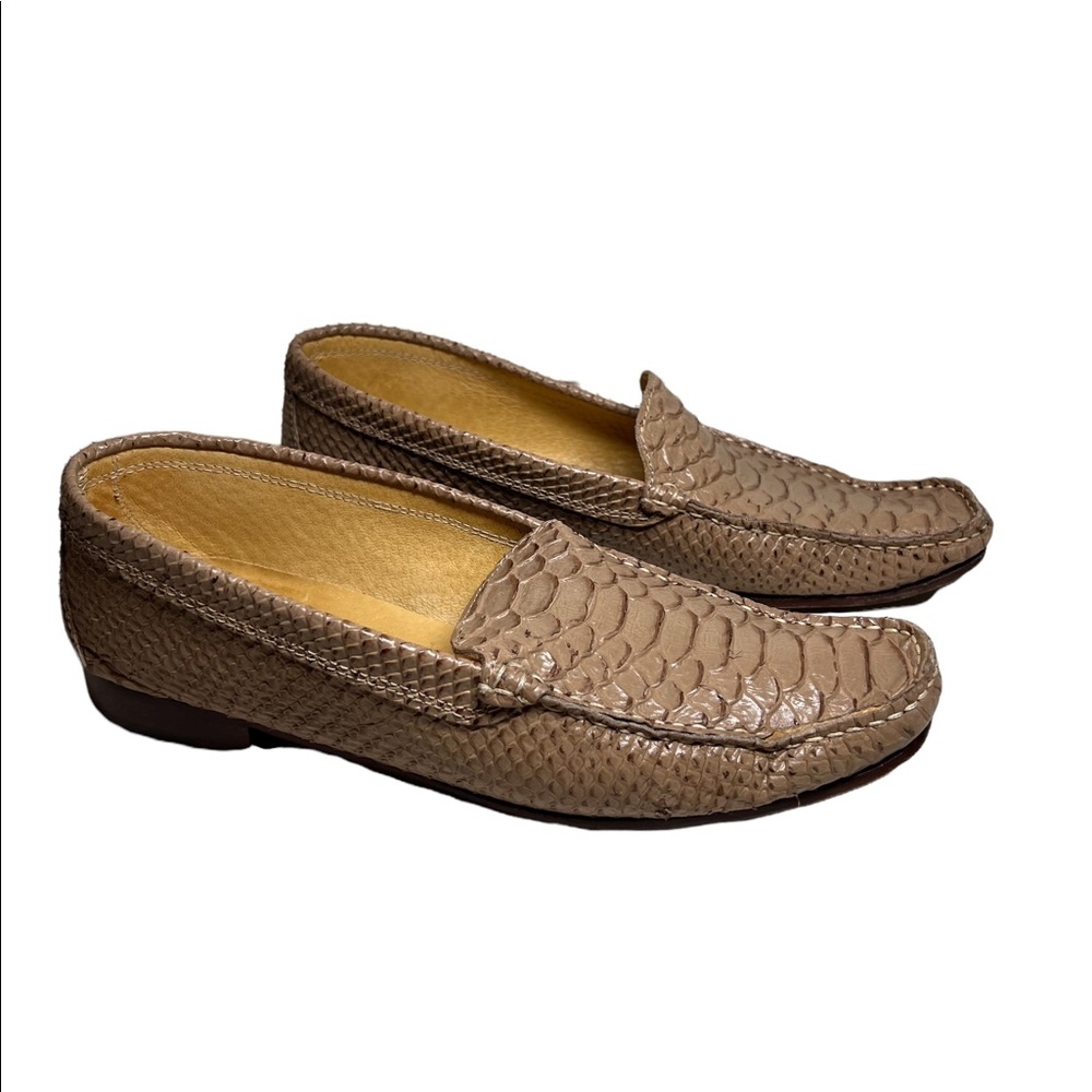 MANNINA SHOES Mocassin Italy Alligator Tan SIZE 39 US 9